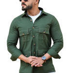 Hunter-Green Cotton Twill Hunting Style Shirt | Premium Men's Sportswear | Classic Outdoor Design | Durable Twill Fabric | Size 36-44